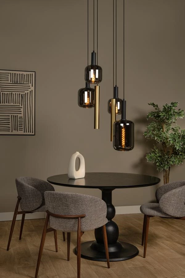 Lucide JOANET - Pendant light - Ø 65 cm - 4xE27 - Brass - atmosphere 1